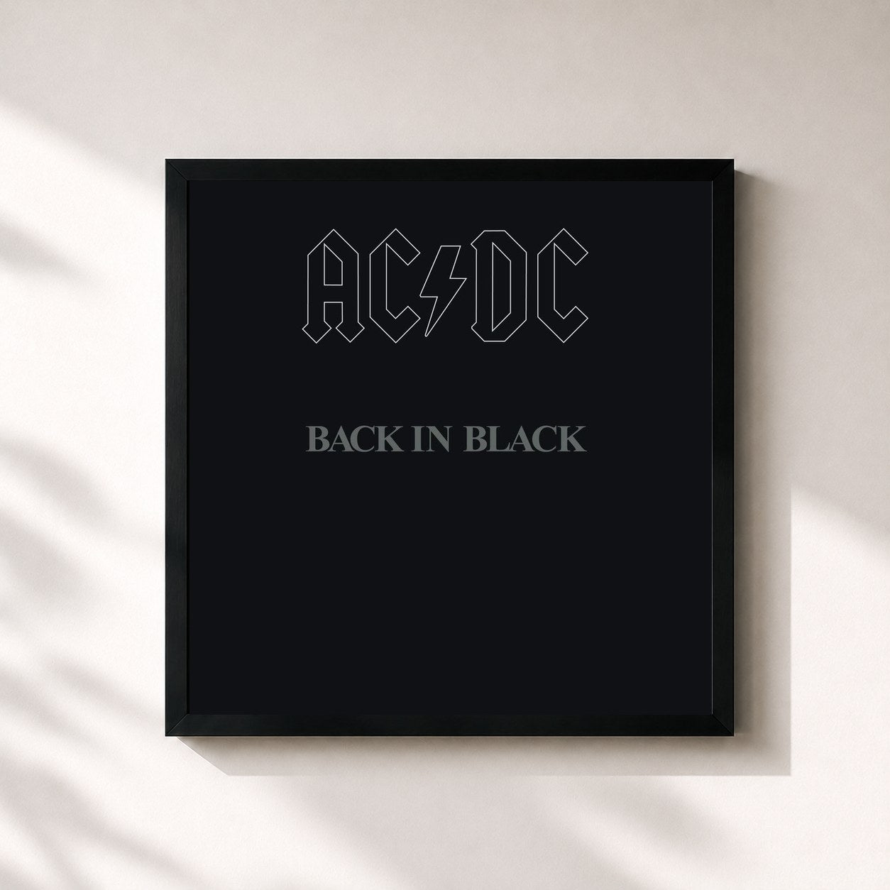 #noir Back In Black di AC/DC in stampa quadrata incorniciata, cornice nera 32x32 cm