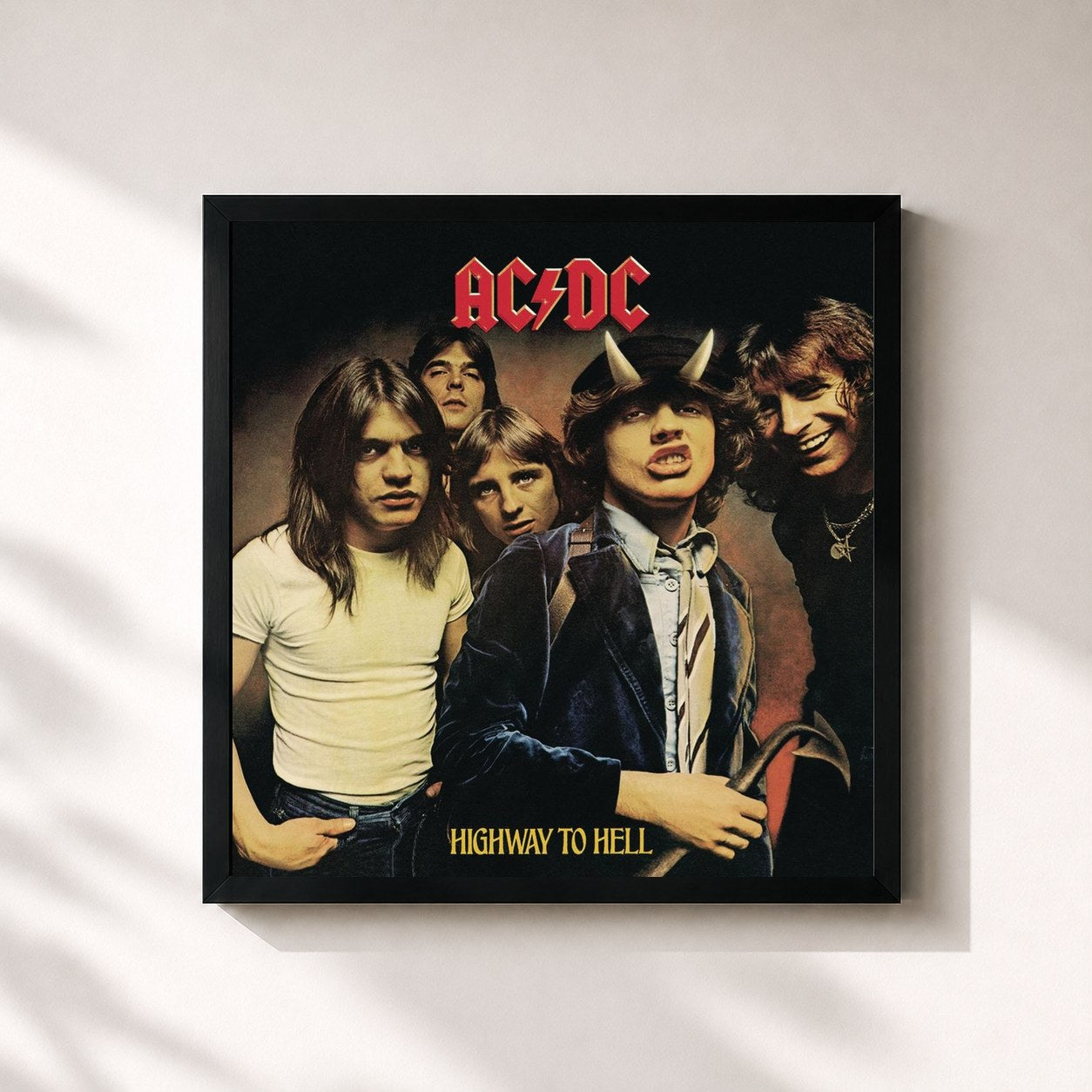 #noir Highway to Hell di AC/DC in stampa quadrata incorniciata, cornice nera 32x32 cm
