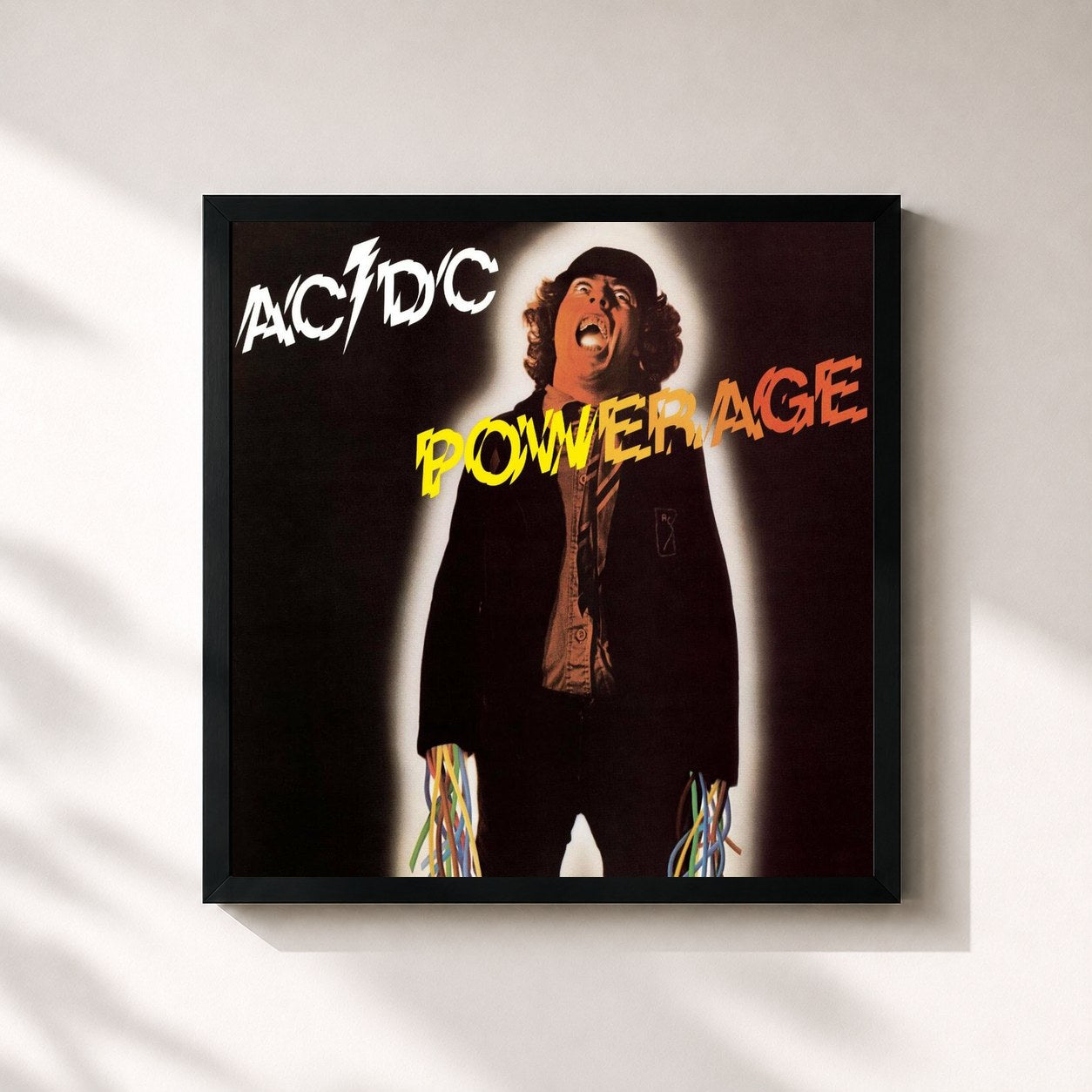 #noir Powerage by AC/DC as a square framed art print, black 32x32 cm frame