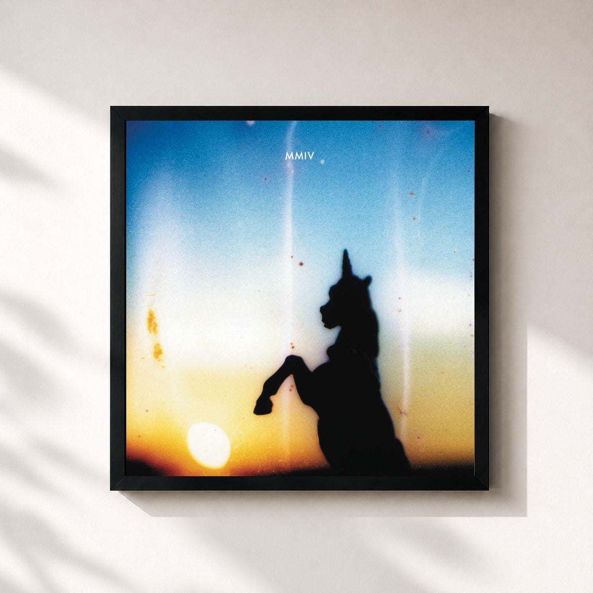 #noir Tableau carré de l'album Baron Von Bullshit Rides Again de Modest Mouse, cadre noir 32x32 cm