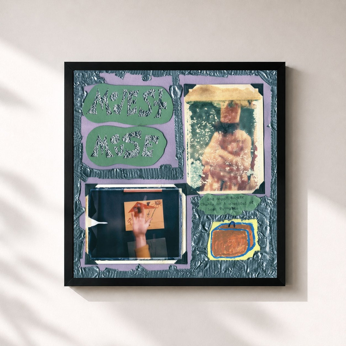#noir Tableau carré de l'album Sad Sappy Sucker de Modest Mouse, cadre noir 32x32 cm