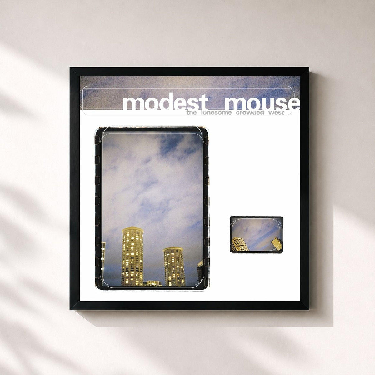 #noir Tableau carré de l'album The Lonesome Crowded West de Modest Mouse, cadre noir 32x32 cm