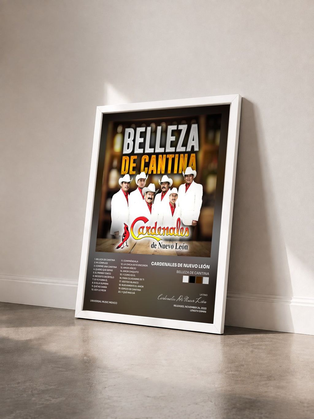 #blanc Belleza De Cantina di Cardenales De Nuevo León in stampa incorniciata vista di tre quarti, cornice bianca