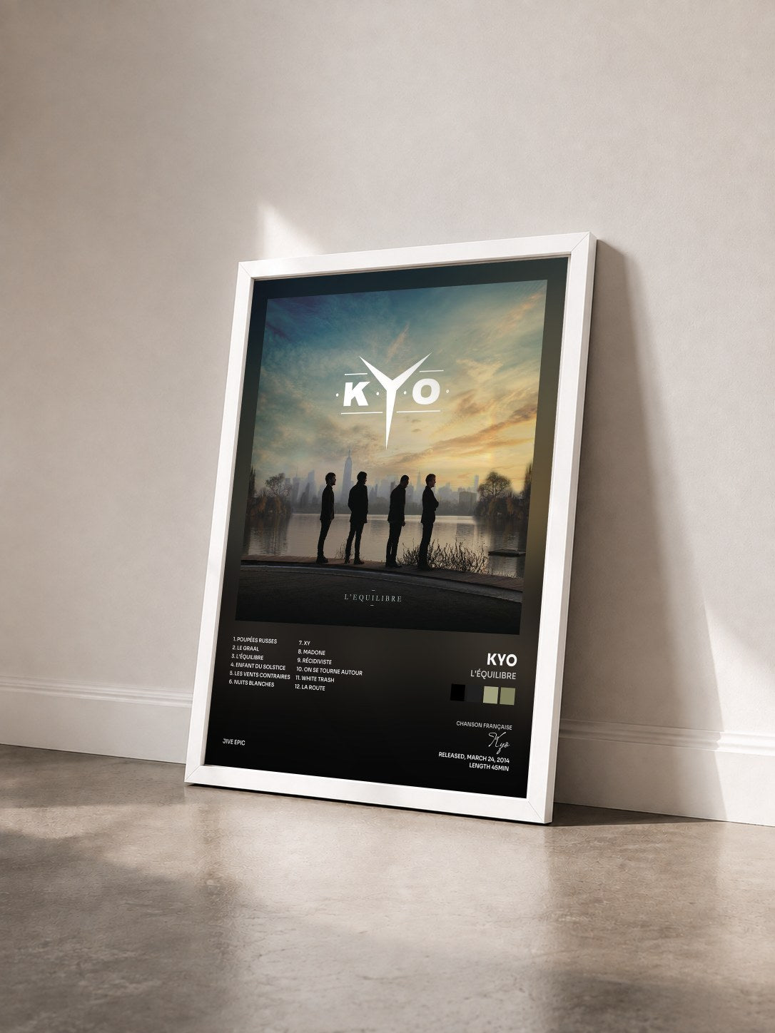 #blanc Tableau de l'album L'équilibre de Kyo vu de trois quarts, cadre blanc