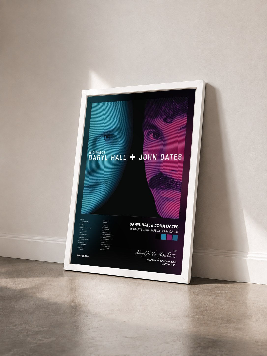 #blanc Tableau de l'album Ultimate Daryl Hall & John Oates de Daryl Hall & John Oates vu de trois quarts, cadre blanc