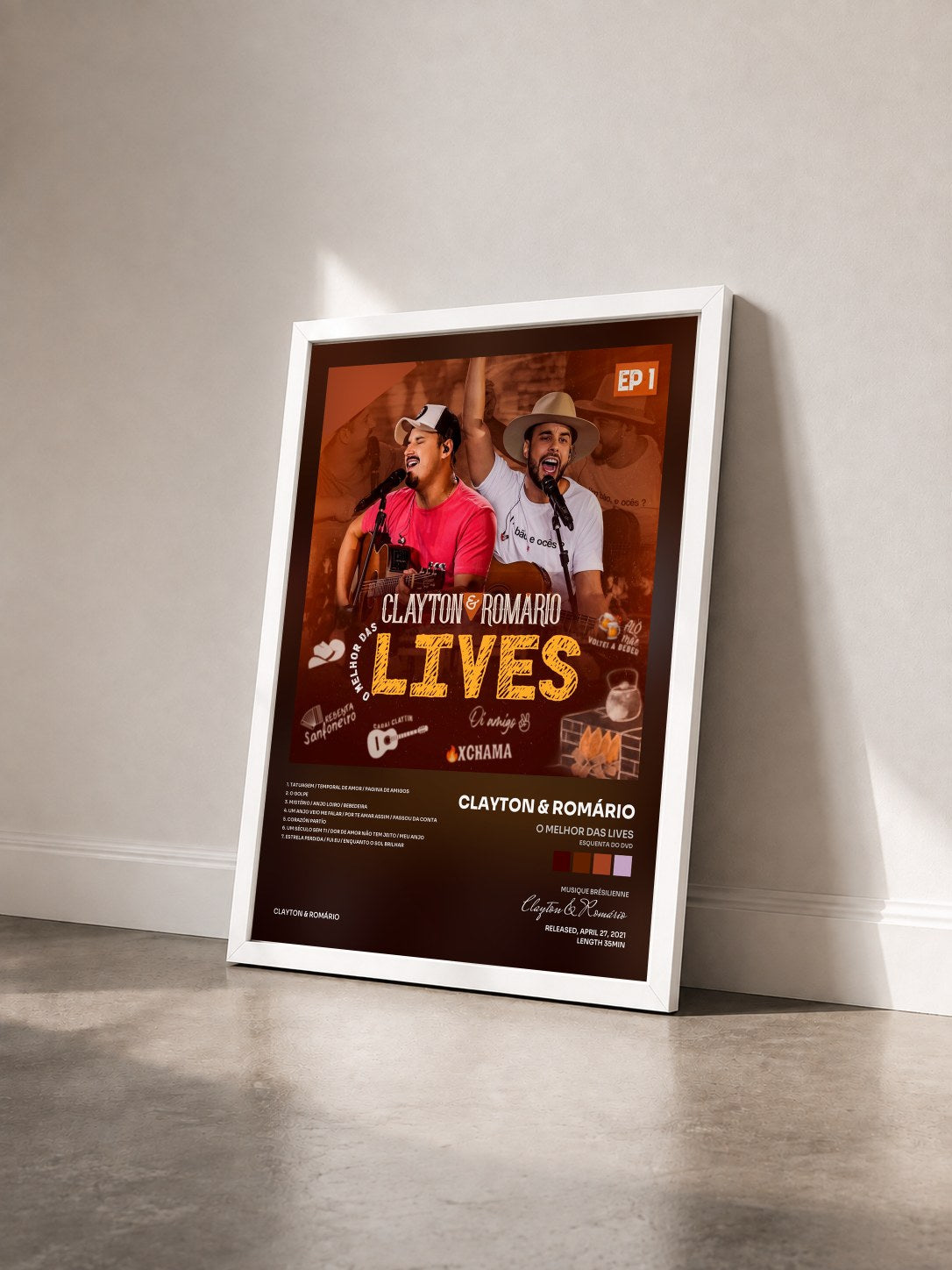 #blanc Tableau de l'album O Melhor das Lives (Esquenta do Dvd), Ep. 1 de Clayton & Romário vu de trois quarts, cadre blanc
