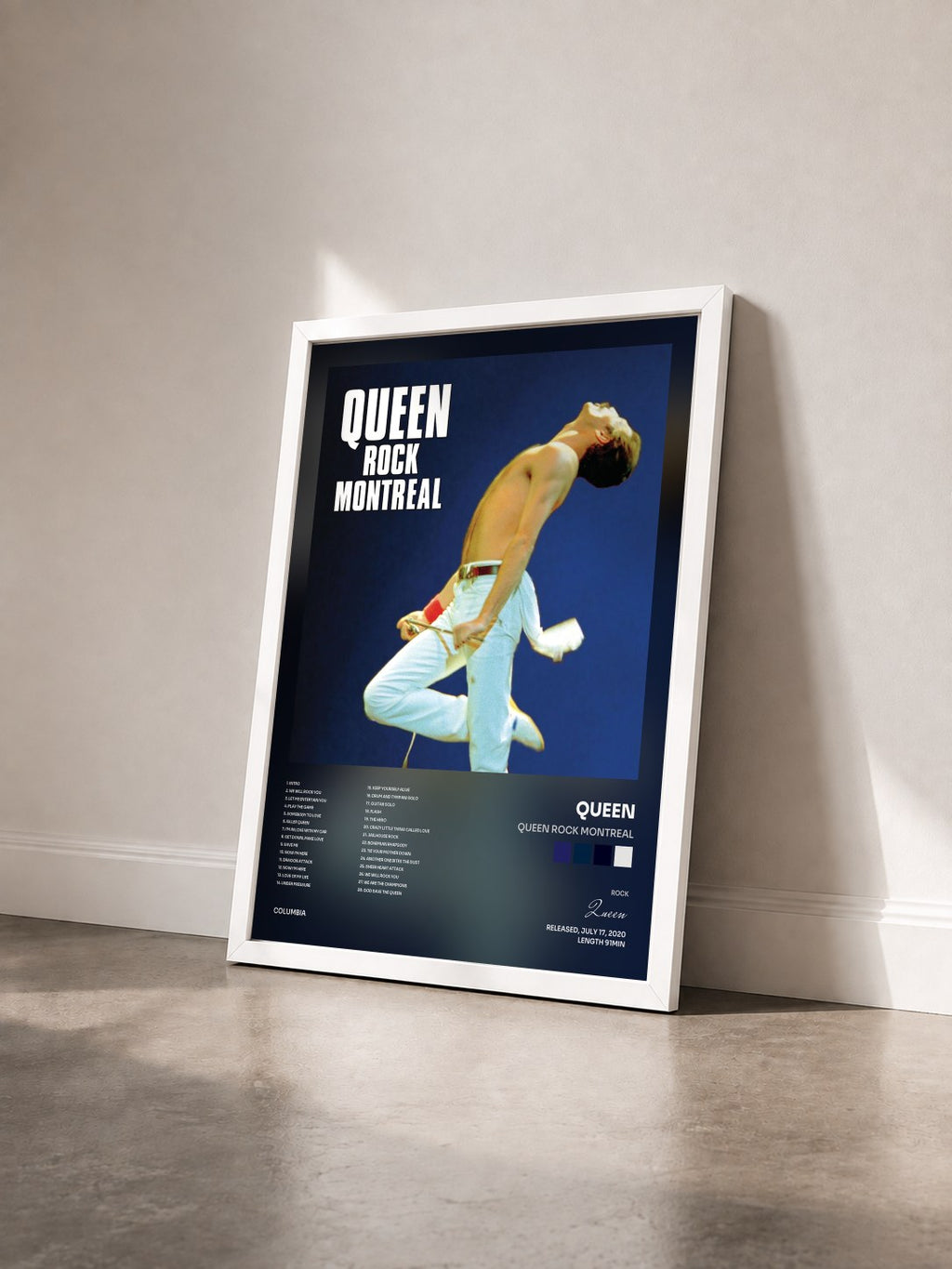 #blanc Tableau de l'album Queen Rock Montreal de Queen vu de trois quarts, cadre blanc