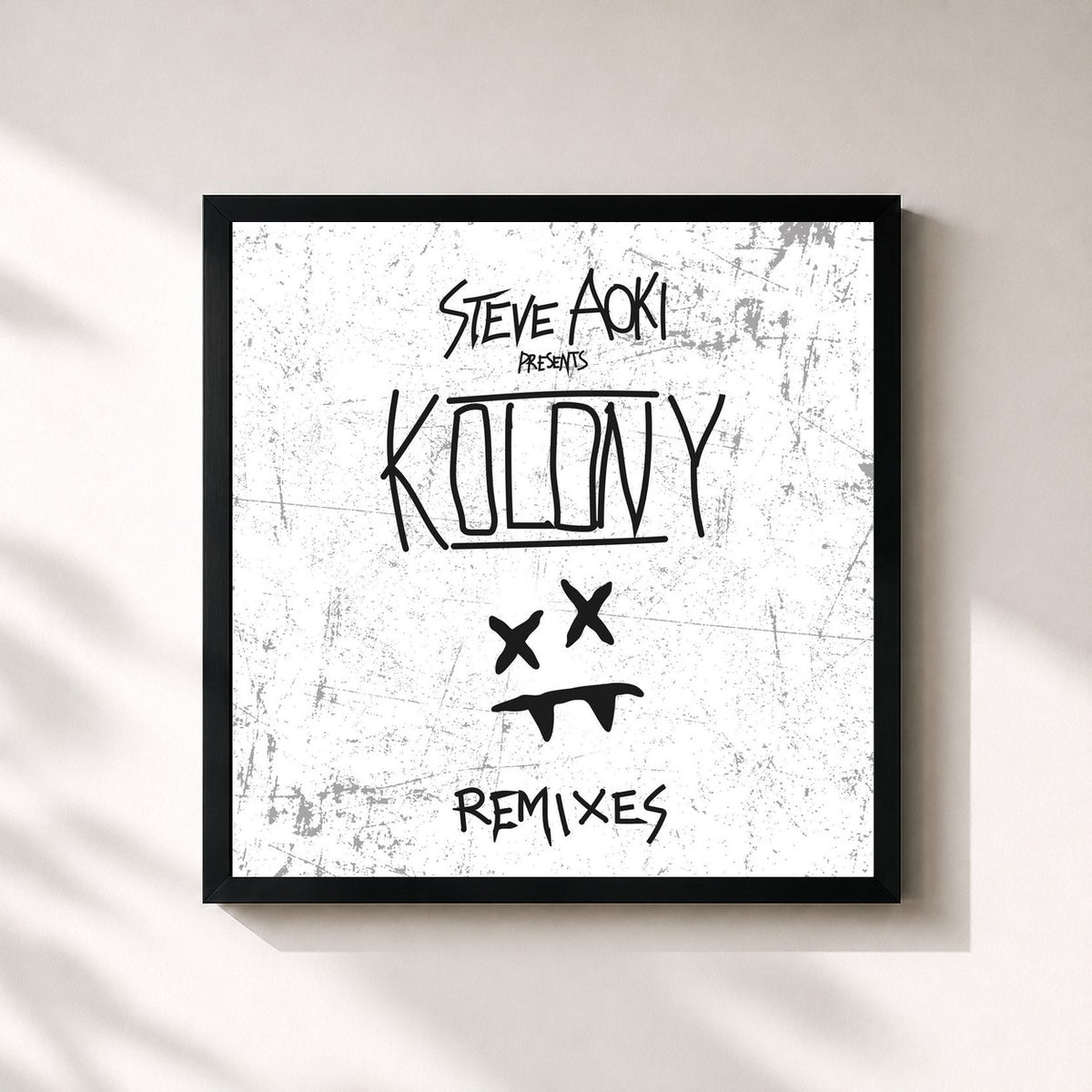 #noir Tableau carré de l'album Steve Aoki Presents Kolony (Remixes) de Steve Aoki, cadre noir 32x32 cm
