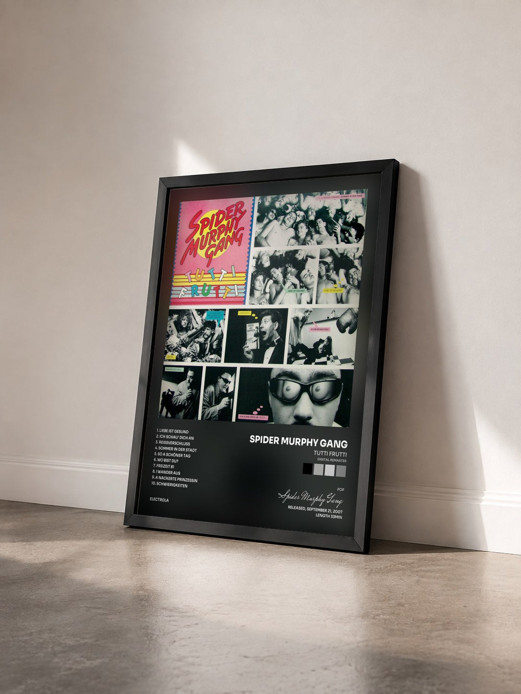 #noir Tableau de l'album Tutti Frutti (Digital Remaster) de Spider Murphy Gang vu de trois quarts, cadre noir