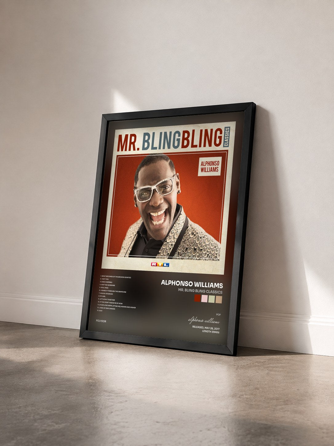#noir Tableau de l'album Mr. Bling Bling Classics de alphonso williams vu de trois quarts, cadre noir