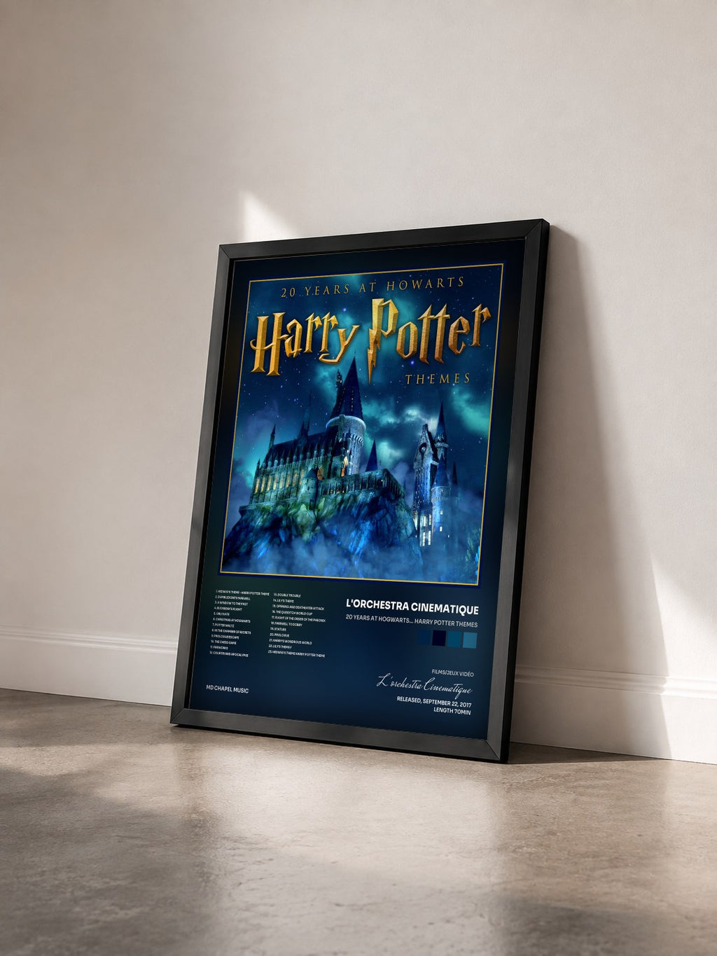 #noir Tableau de l'album 20 Years at Hogwarts… Harry Potter Themes de L'orchestra Cinematique vu de trois quarts, cadre noir