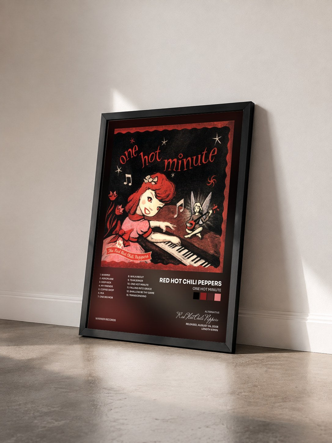 #noir Tableau de l'album One Hot Minute de Red Hot Chili Peppers vu de trois quarts, cadre noir