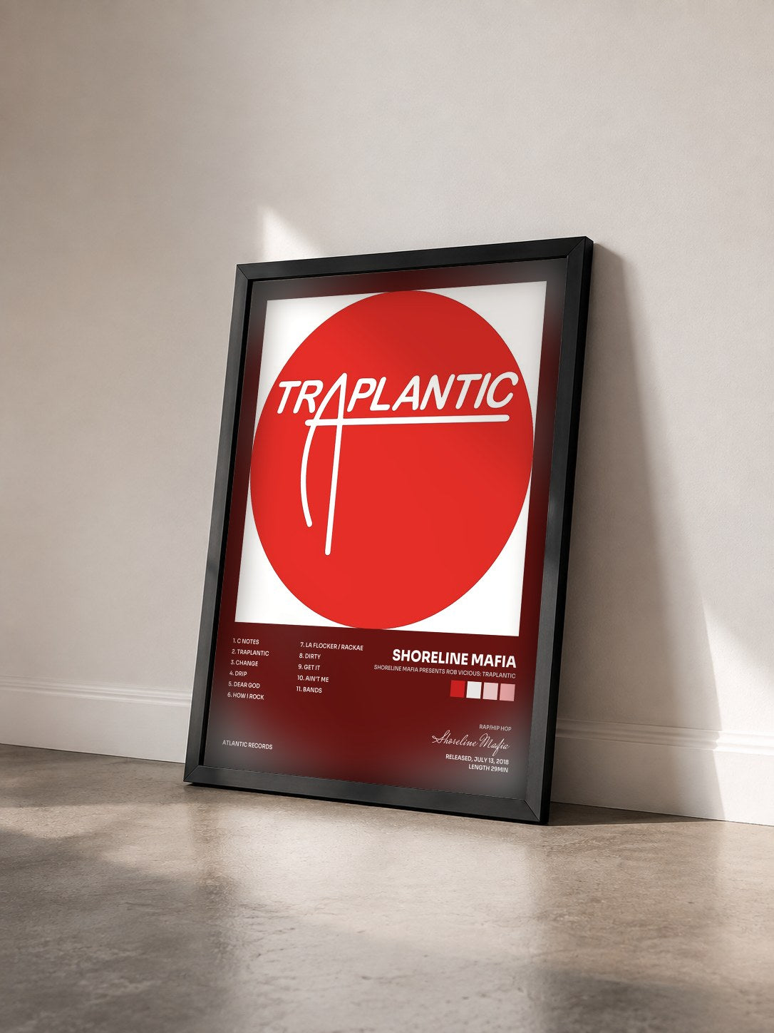 #noir Tableau de l'album Shoreline Mafia Presents Rob Vicious: Traplantic de Shoreline Mafia vu de trois quarts, cadre noir