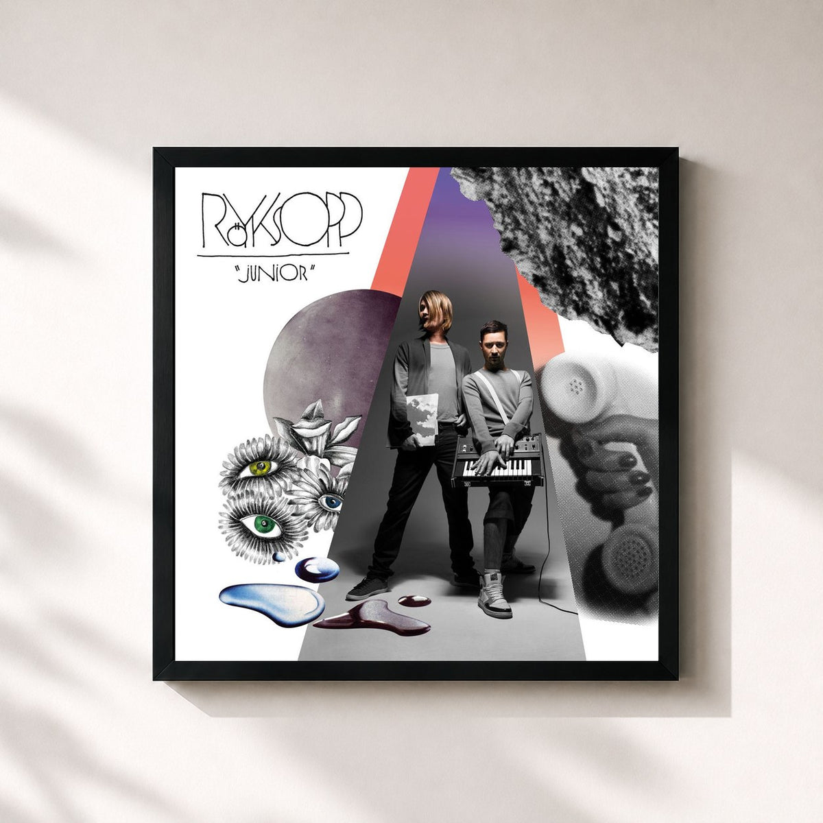 #noir Tableau carré de l'album Junior de Röyksopp, cadre noir 32x32 cm