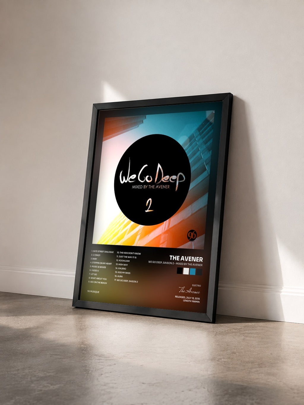 #noir We Go Deep, Saison 2 - Mixed by The Avener by The Avener as a framed art print seen at an angle, black frame