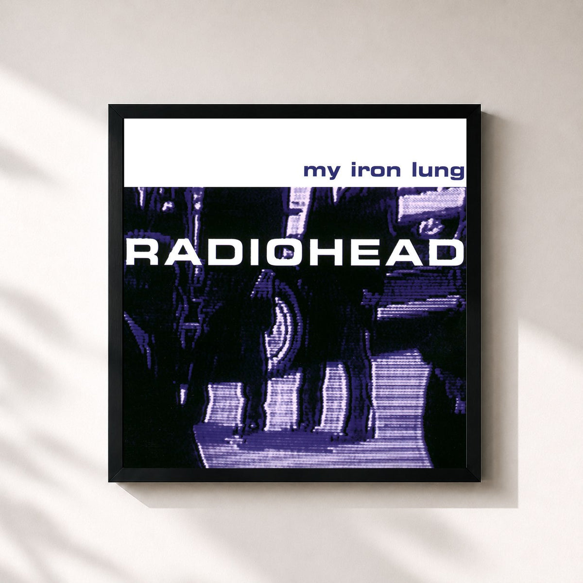 #noir Tableau carré de l'album My Iron Lung de Radiohead, cadre noir 32x32 cm