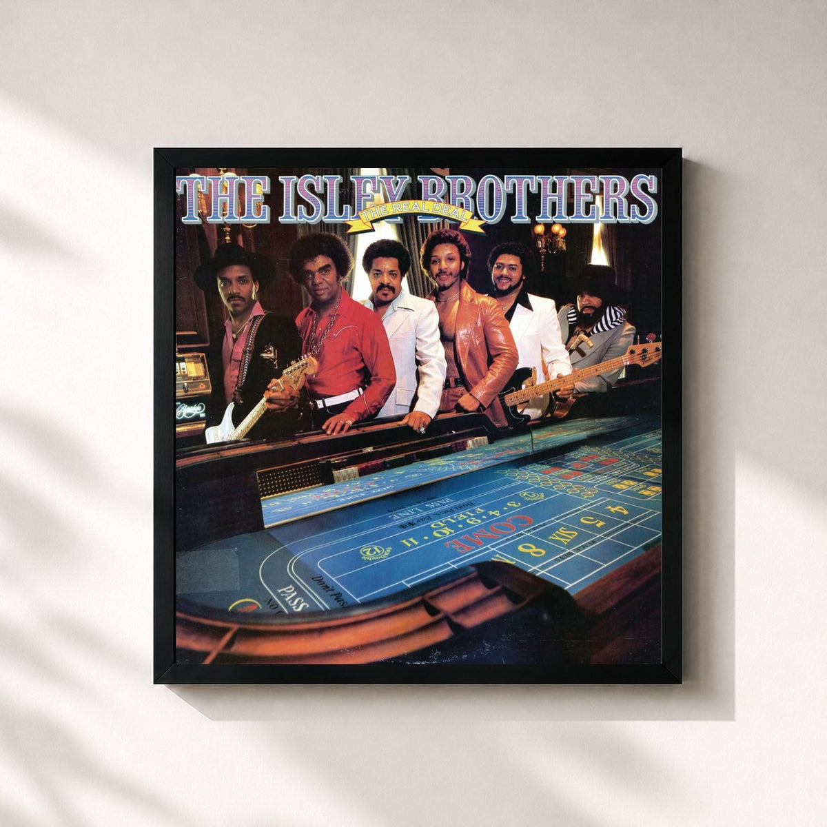 #noir Tableau carré de l'album The Real Deal de The Isley Brothers, cadre noir 32x32 cm