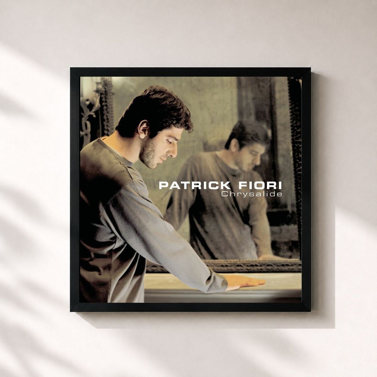 #noir Tableau carré de l'album Chrysalide de Patrick Fiori, cadre noir 32x32 cm