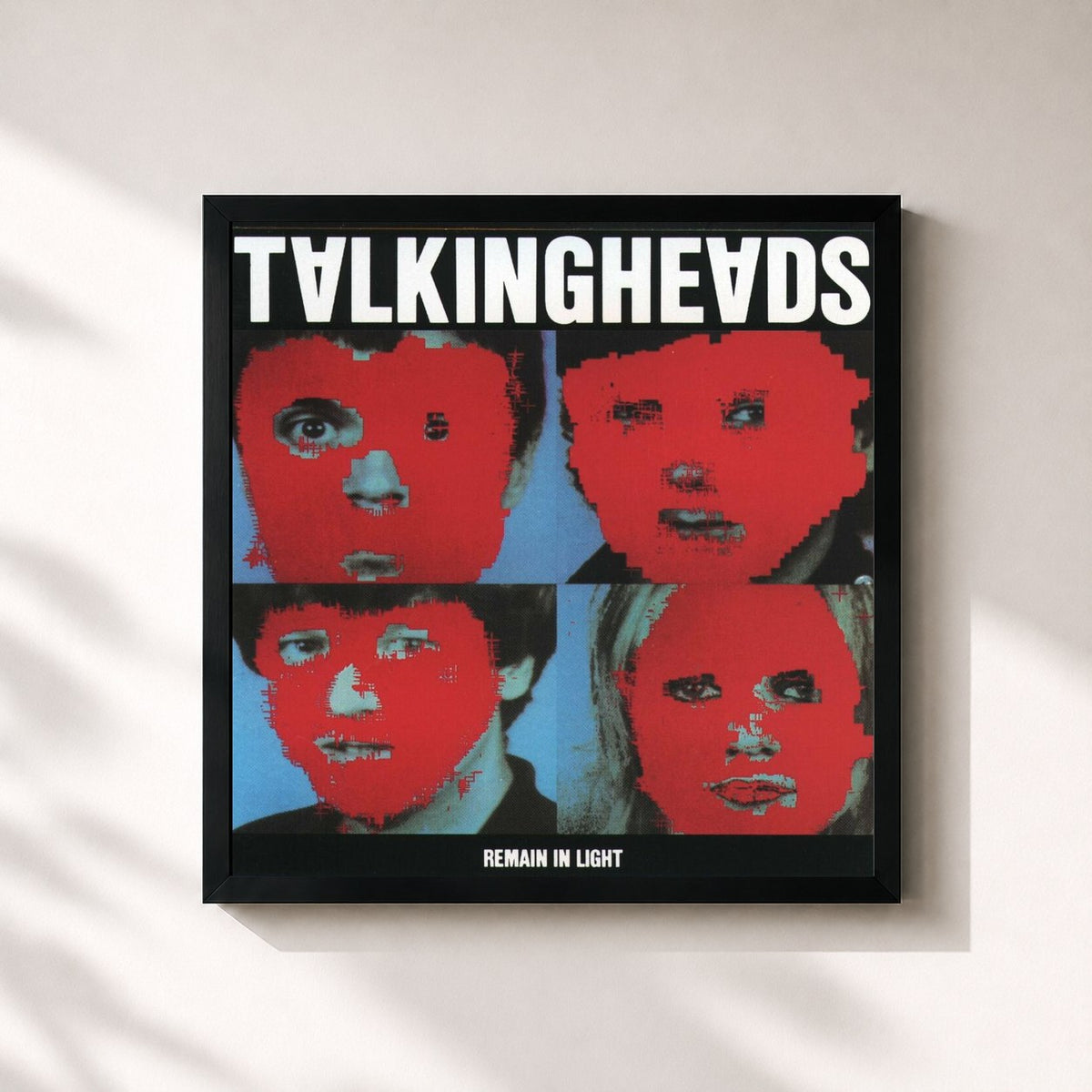 #noir Remain in Light di Talking Heads in stampa quadrata incorniciata, cornice nera 32x32 cm