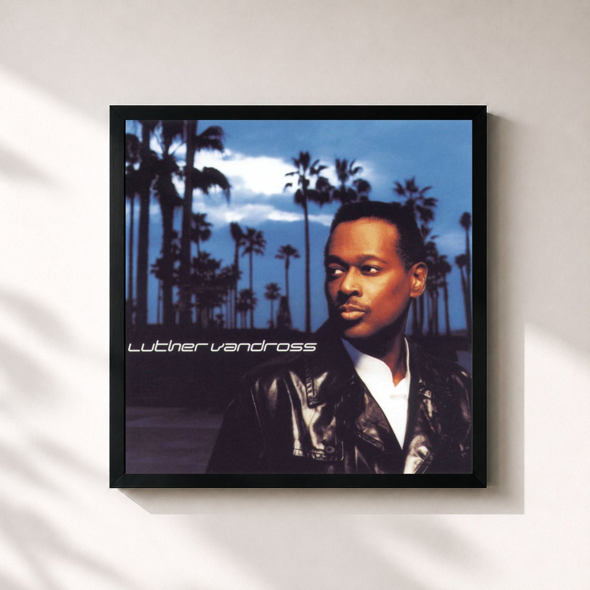 #noir Tableau carré de l'album Luther Vandross de Luther Vandross, cadre noir 32x32 cm