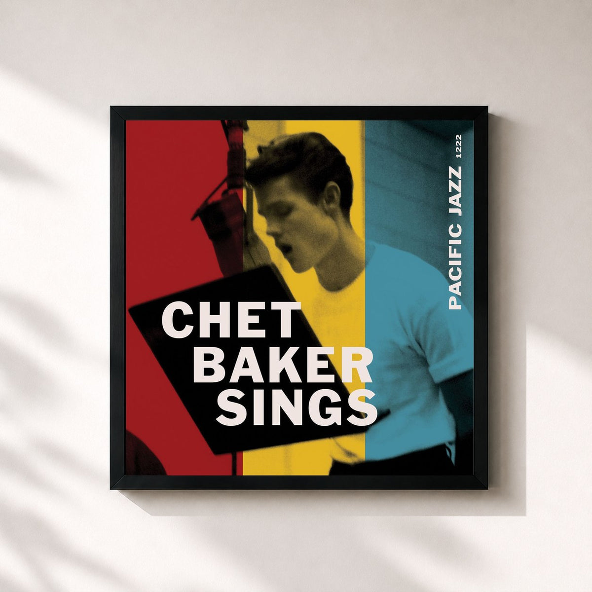 #noir Tableau carré de l'album Chet Baker Sings de Chet Baker, cadre noir 32x32 cm