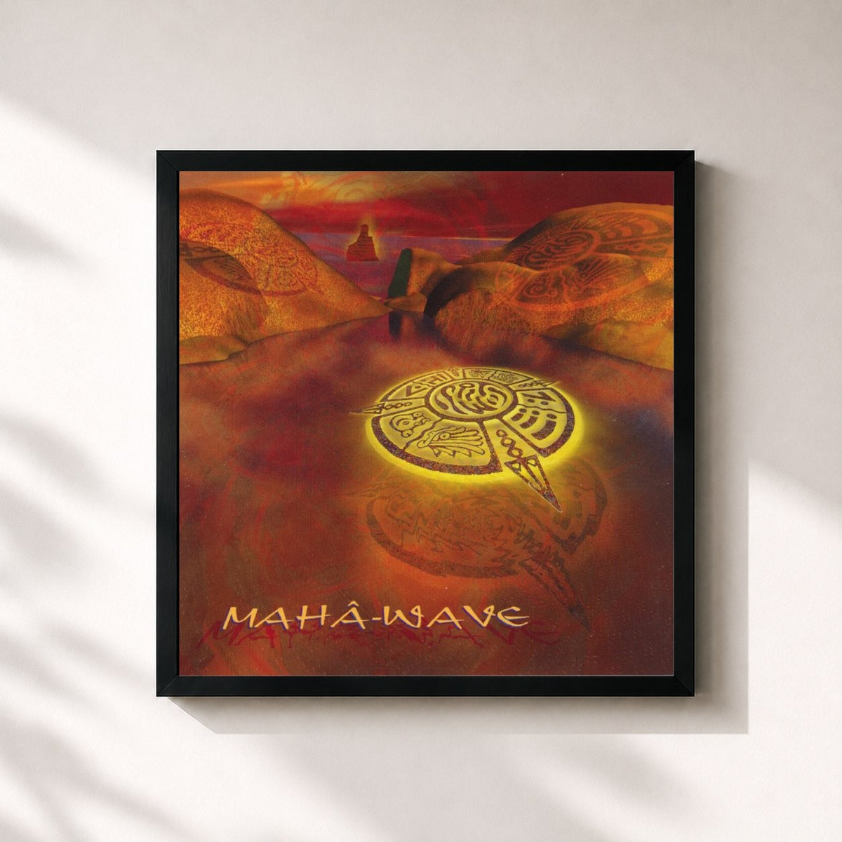 #noir Tableau carré de l'album Maha-wave de Hilight Tribe, cadre noir 32x32 cm