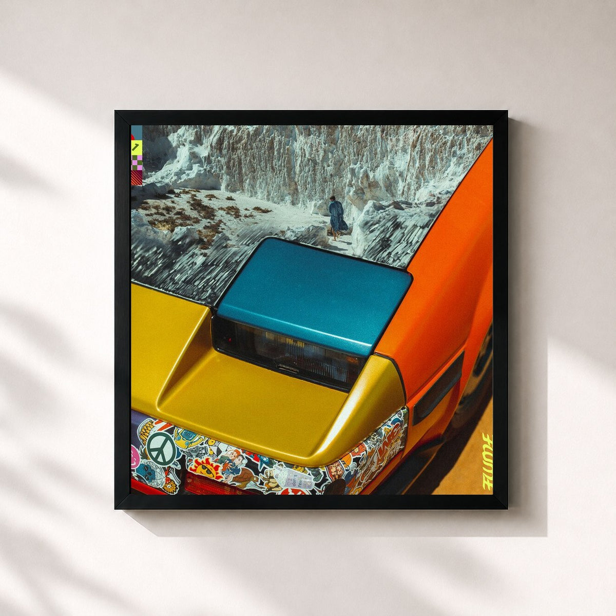 #noir Hi This Is Flume (Mixtape) de Flume en lámina cuadrada enmarcada, marco negro de 32x32 cm