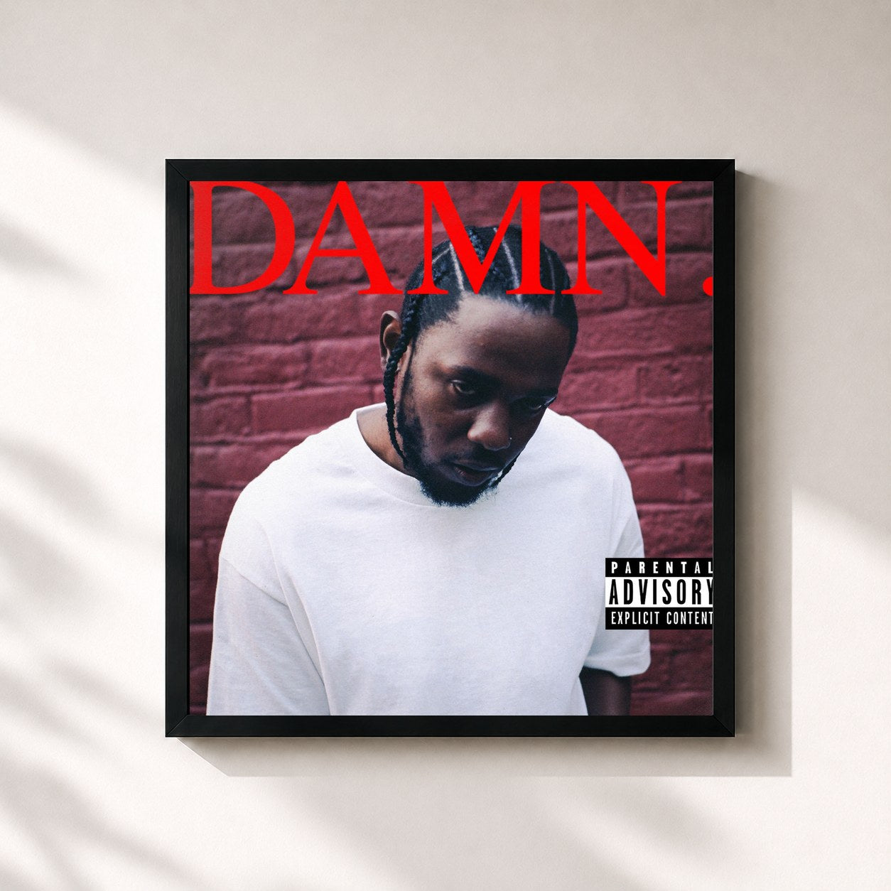 #noir DAMN. di Kendrick Lamar in stampa quadrata incorniciata, cornice nera 32x32 cm
