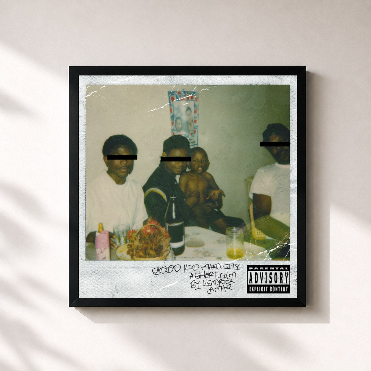 #noir good kid, m.A.A.d city de Kendrick Lamar en lámina cuadrada enmarcada, marco negro de 32x32 cm
