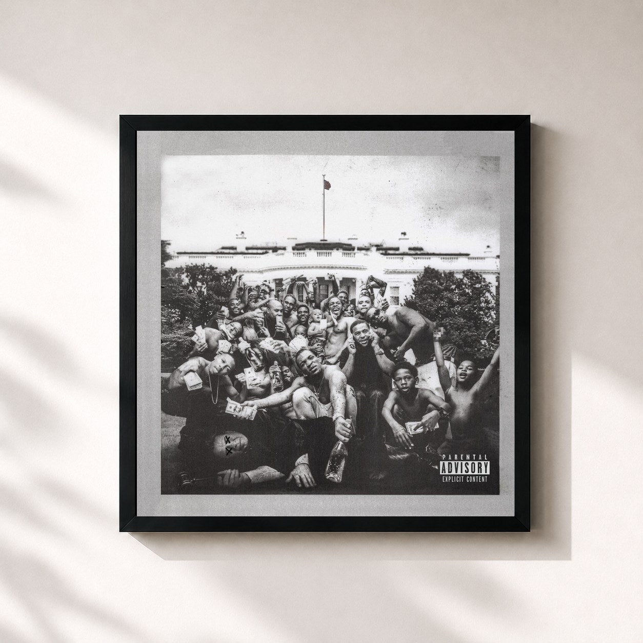 #noir To Pimp A Butterfly di Kendrick Lamar in stampa quadrata incorniciata, cornice nera 32x32 cm