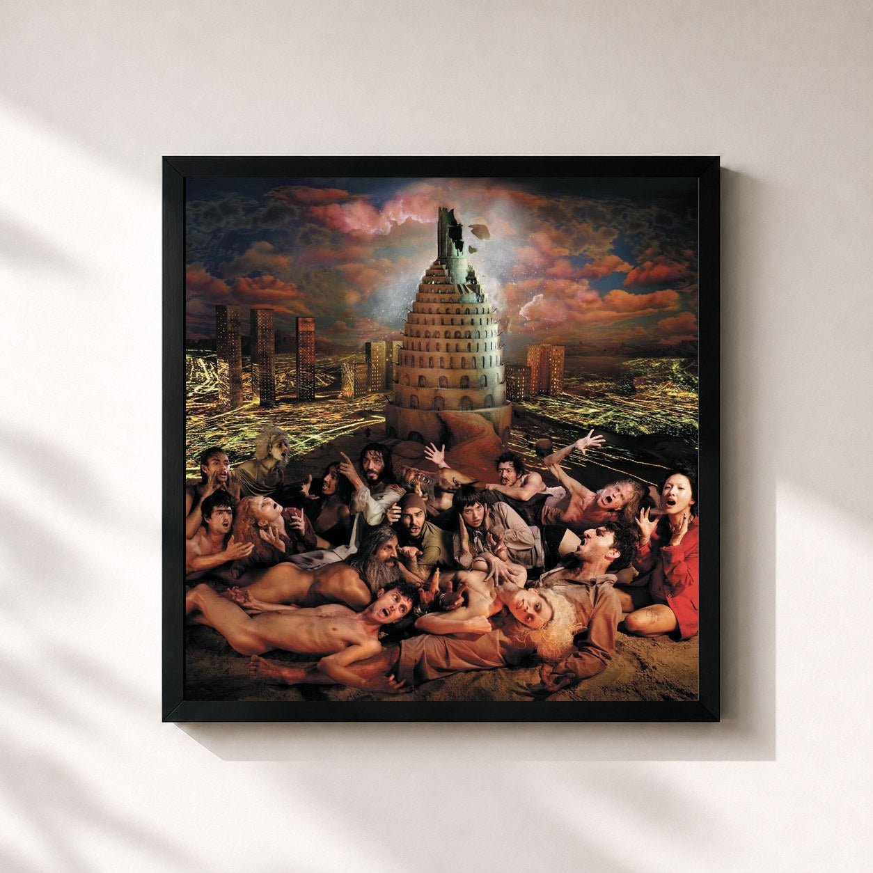 #noir Tableau carré de l'album Babel Babel de Indochine, cadre noir 32x32 cm