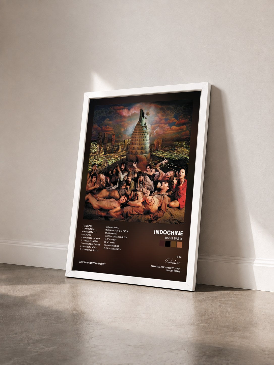 #blanc Tableau de l'album Babel Babel de Indochine vu de trois quarts, cadre blanc
