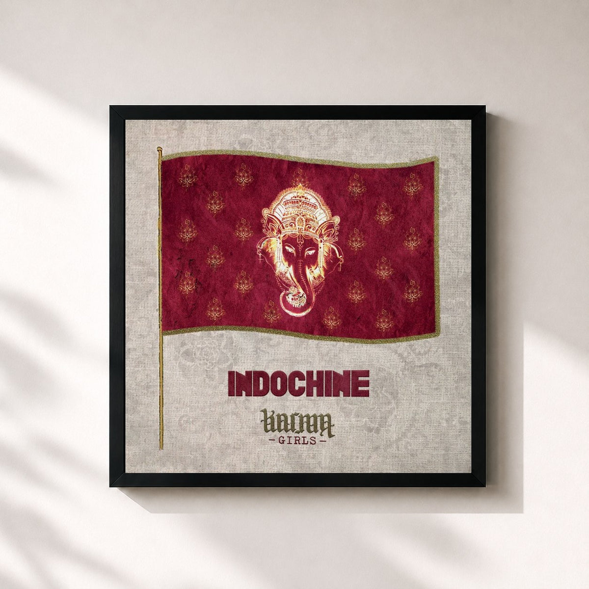 #noir Karma Girls by Indochine as a square framed art print, black 32x32 cm frame