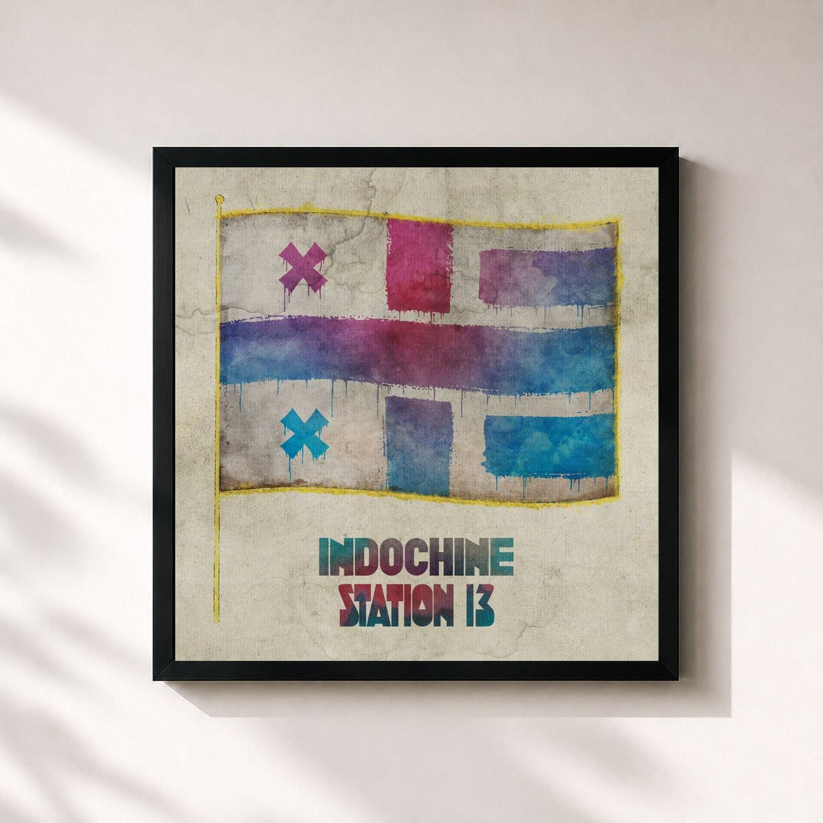 #noir Station 13 by Indochine as a square framed art print, black 32x32 cm frame