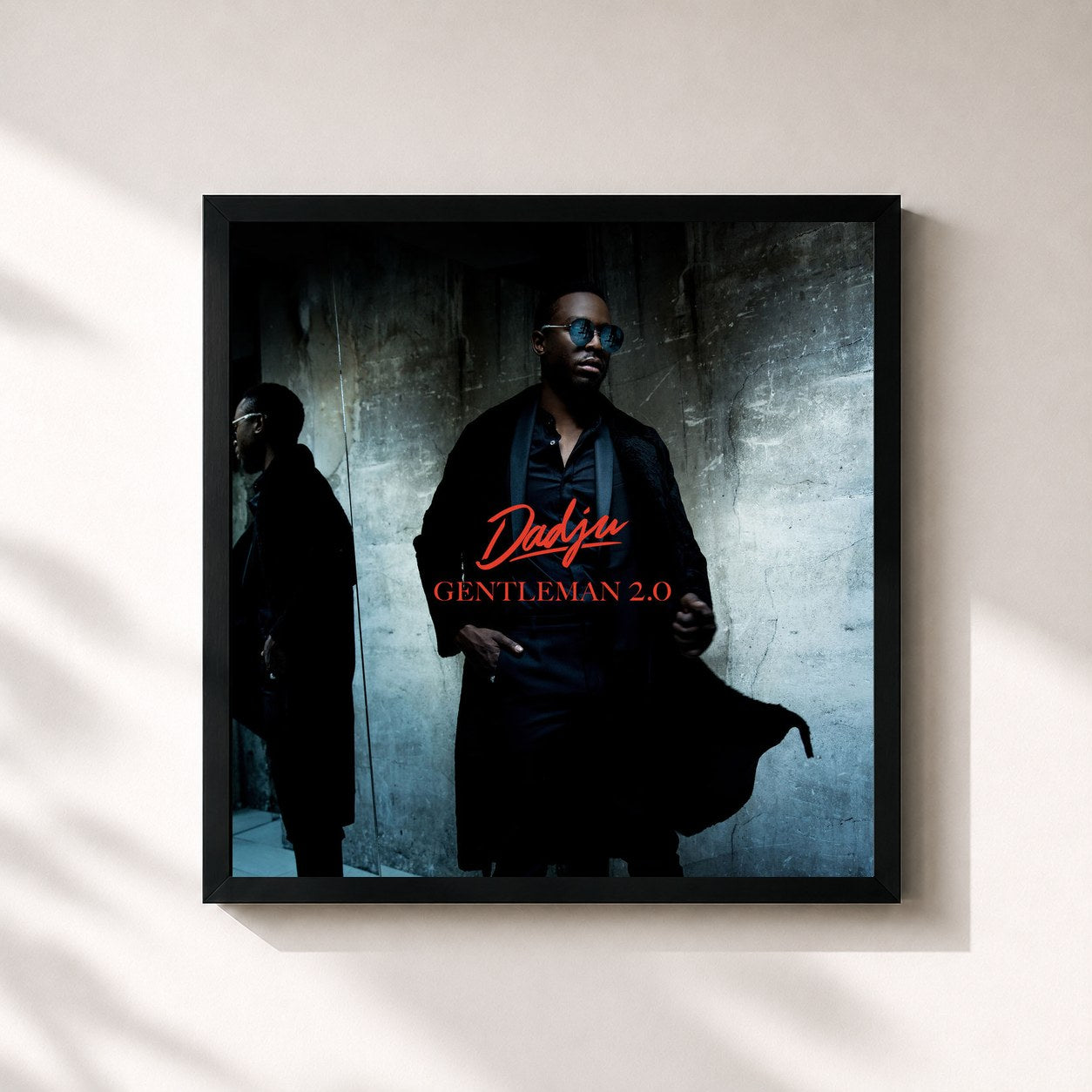 #noir Tableau carré de l'album Gentleman 2.0 de Dadju, cadre noir 32x32 cm