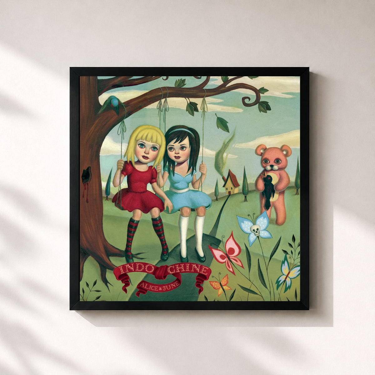 #noir Alice & June by Indochine as a square framed art print, black 32x32 cm frame