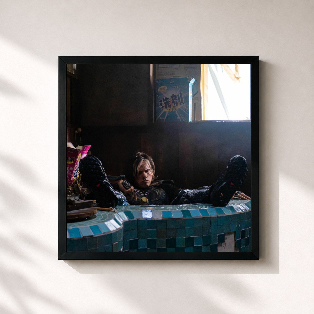 #noir Tableau carré de l'album La fuite en avant de Orelsan, cadre noir 32x32 cm