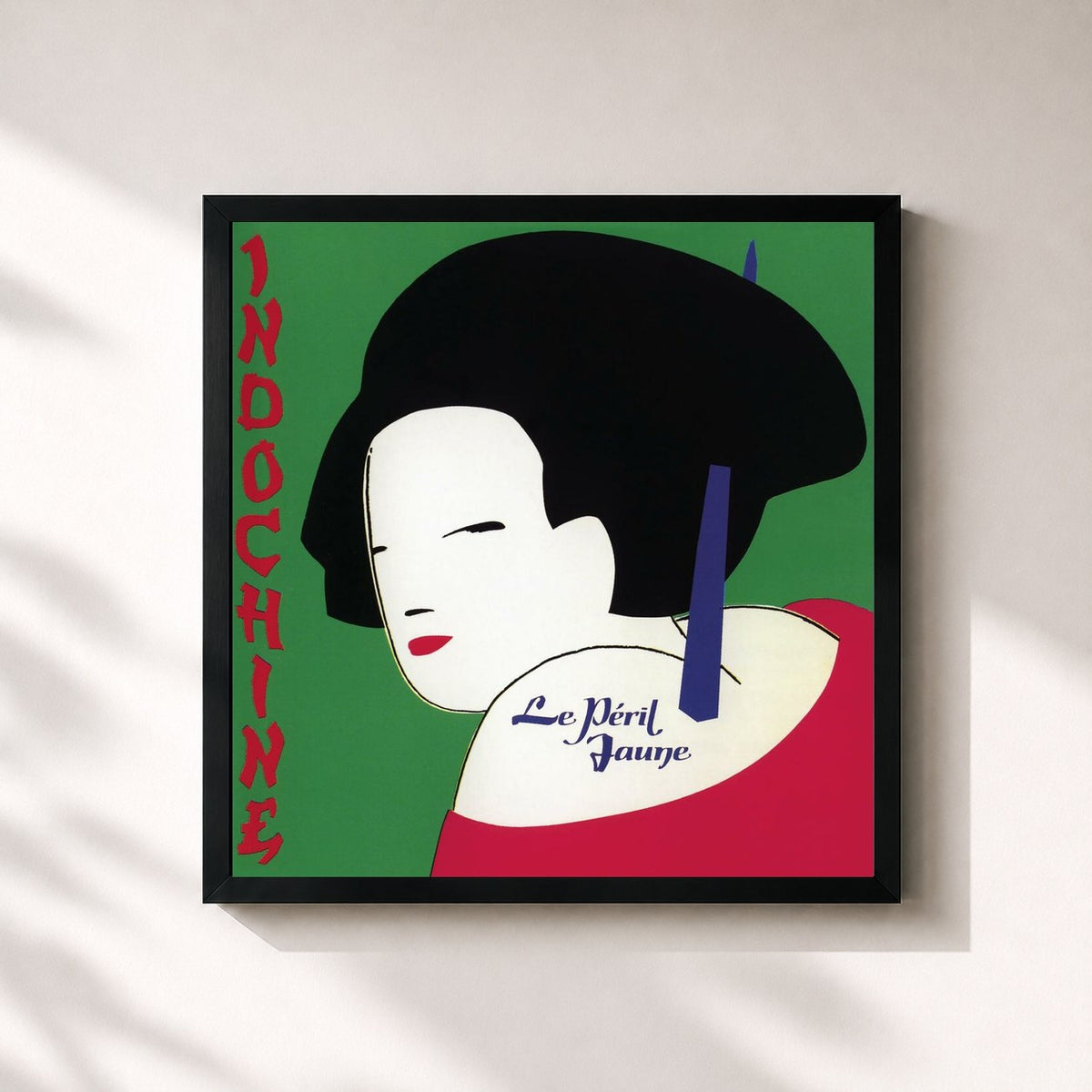 #noir Le péril jaune by Indochine as a square framed art print, black 32x32 cm frame