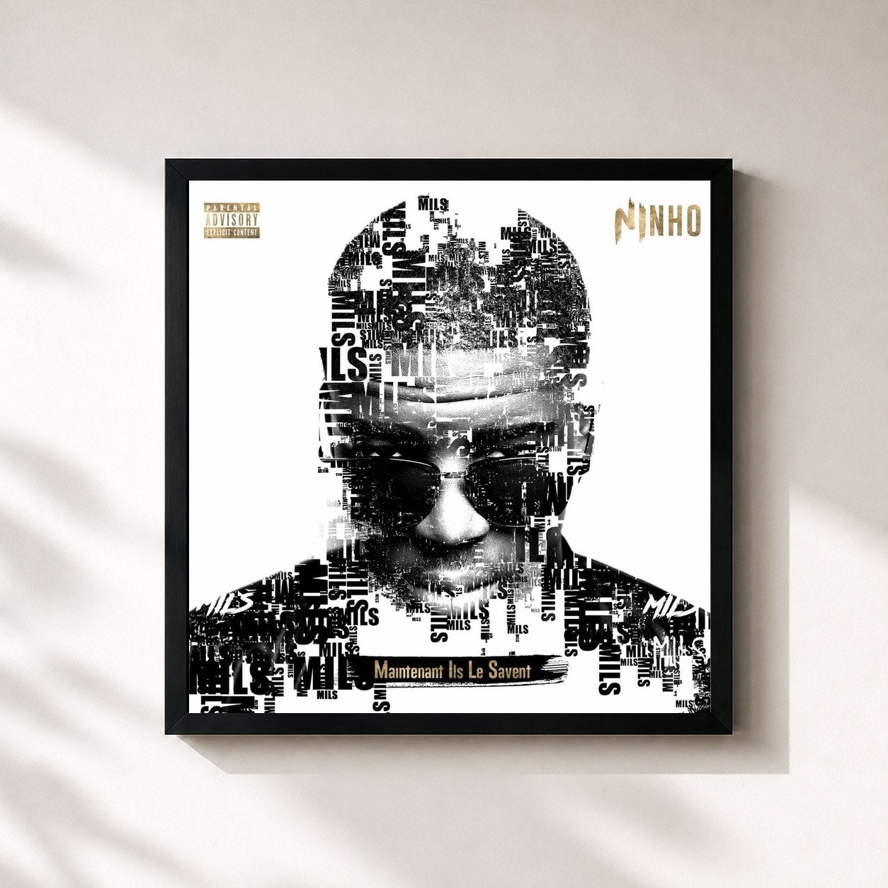 #noir M.I.L.S di Ninho in stampa quadrata incorniciata, cornice nera 32x32 cm