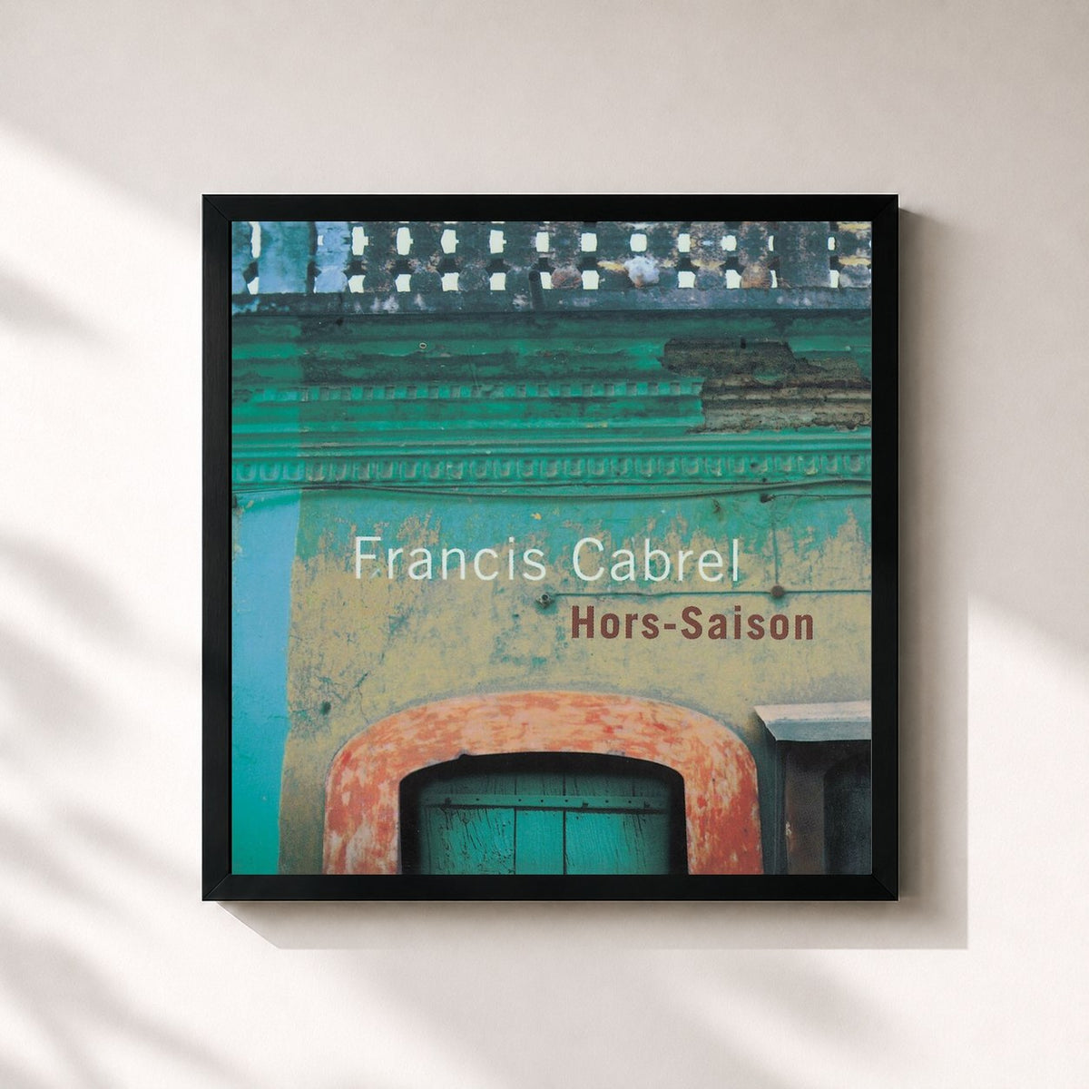 #noir Tableau carré de l'album Hors-saison (Remastered) de Francis Cabrel, cadre noir 32x32 cm