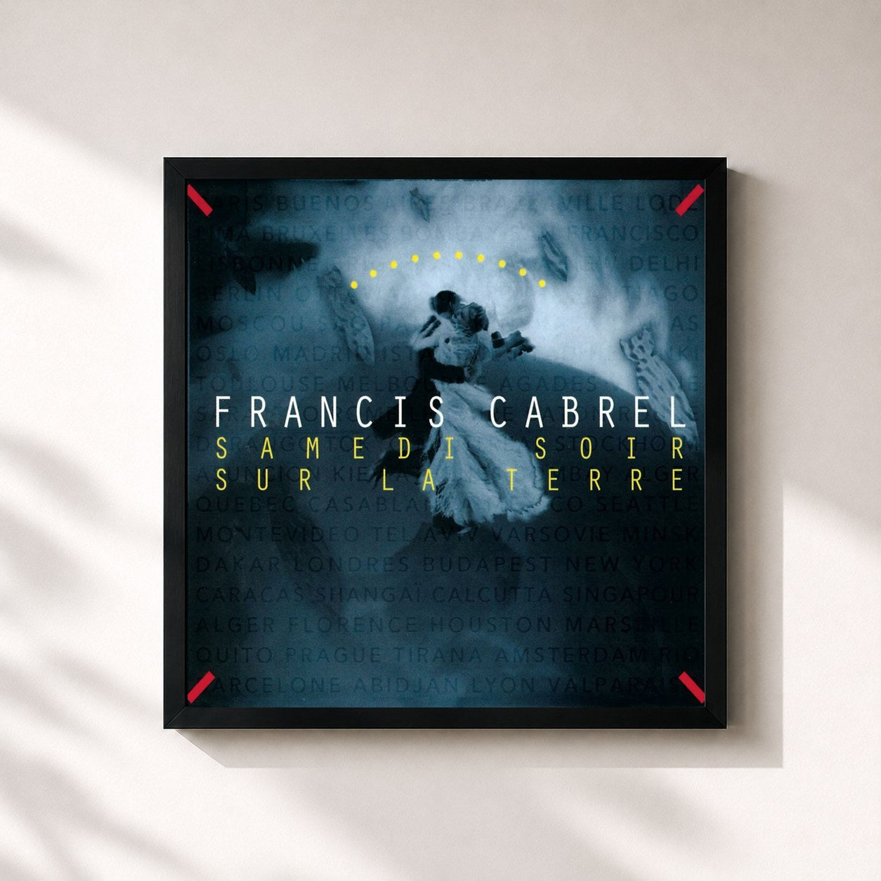 #noir Tableau carré de l'album Samedi soir sur la terre (Remastered) de Francis Cabrel, cadre noir 32x32 cm