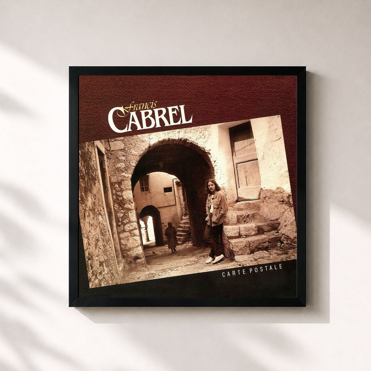#noir Tableau carré de l'album Carte postale (Remastered) de Francis Cabrel, cadre noir 32x32 cm