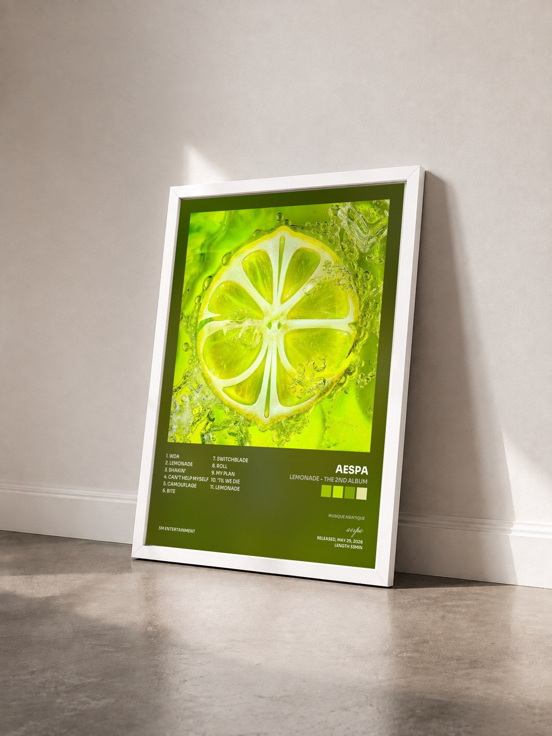 #blanc Tableau de l'album LEMONADE - The 2nd Album de aespa vu de trois quarts, cadre blanc