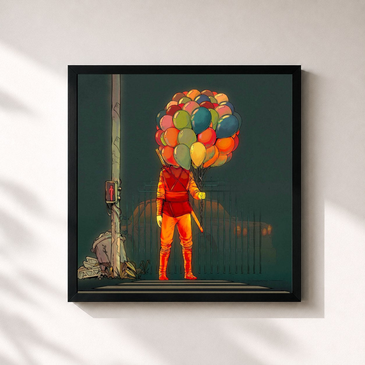 #noir La fête est finie - EPILOGUE di Orelsan in stampa quadrata incorniciata, cornice nera 32x32 cm