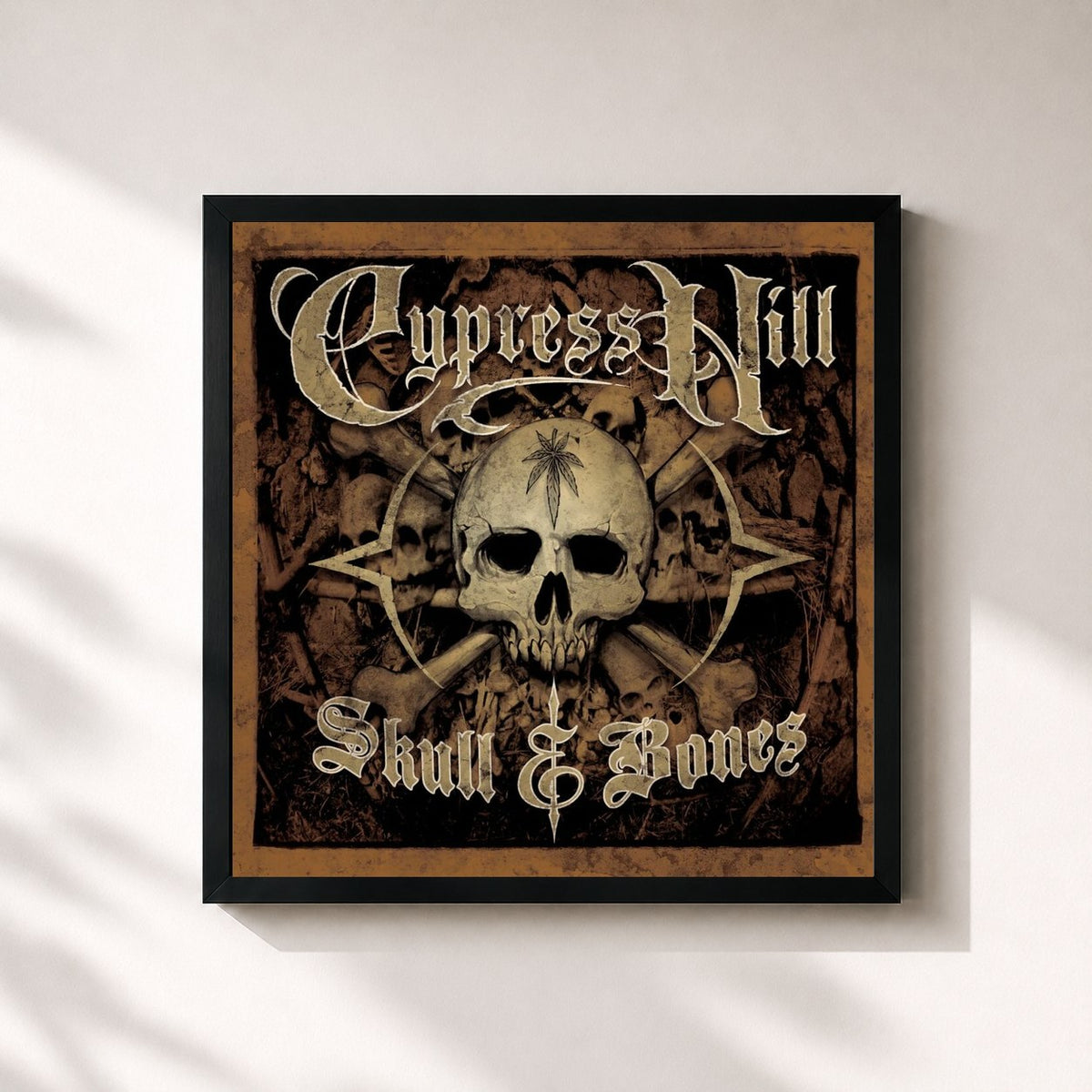 #noir Skull & Bones di Cypress Hill in stampa quadrata incorniciata, cornice nera 32x32 cm