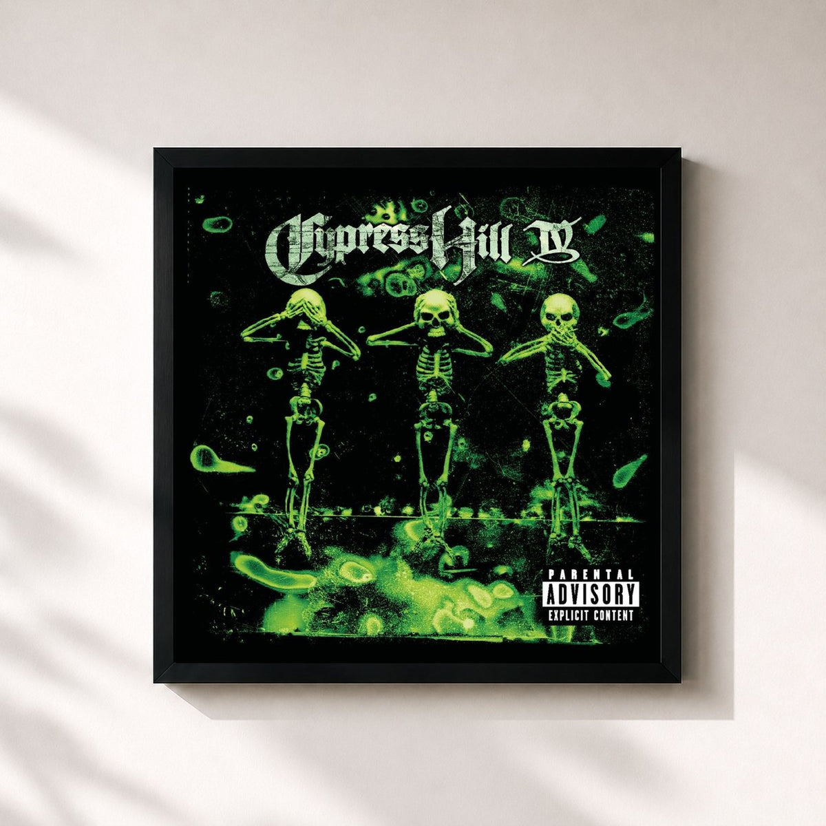 #noir IV di Cypress Hill in stampa quadrata incorniciata, cornice nera 32x32 cm