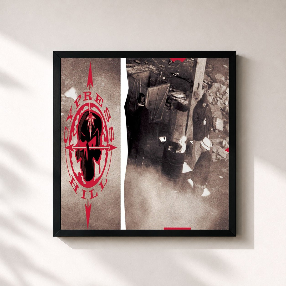 #noir Cypress Hill di Cypress Hill in stampa quadrata incorniciata, cornice nera 32x32 cm