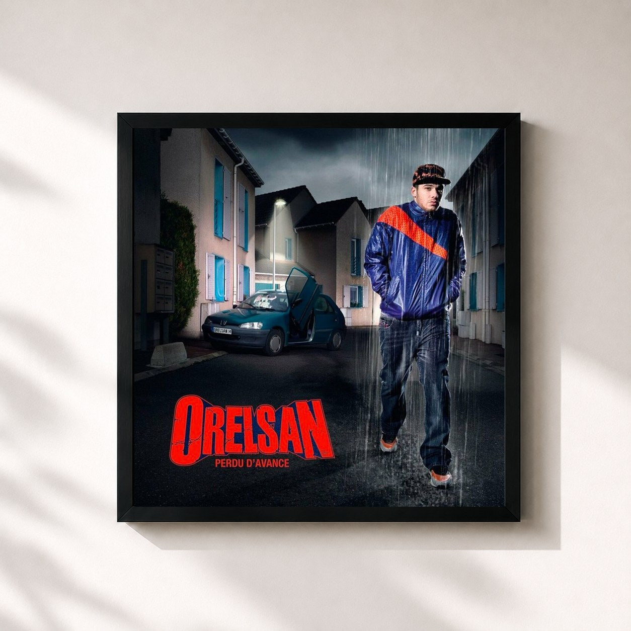 #noir Tableau carré de l'album Perdu d'avance de Orelsan, cadre noir 32x32 cm