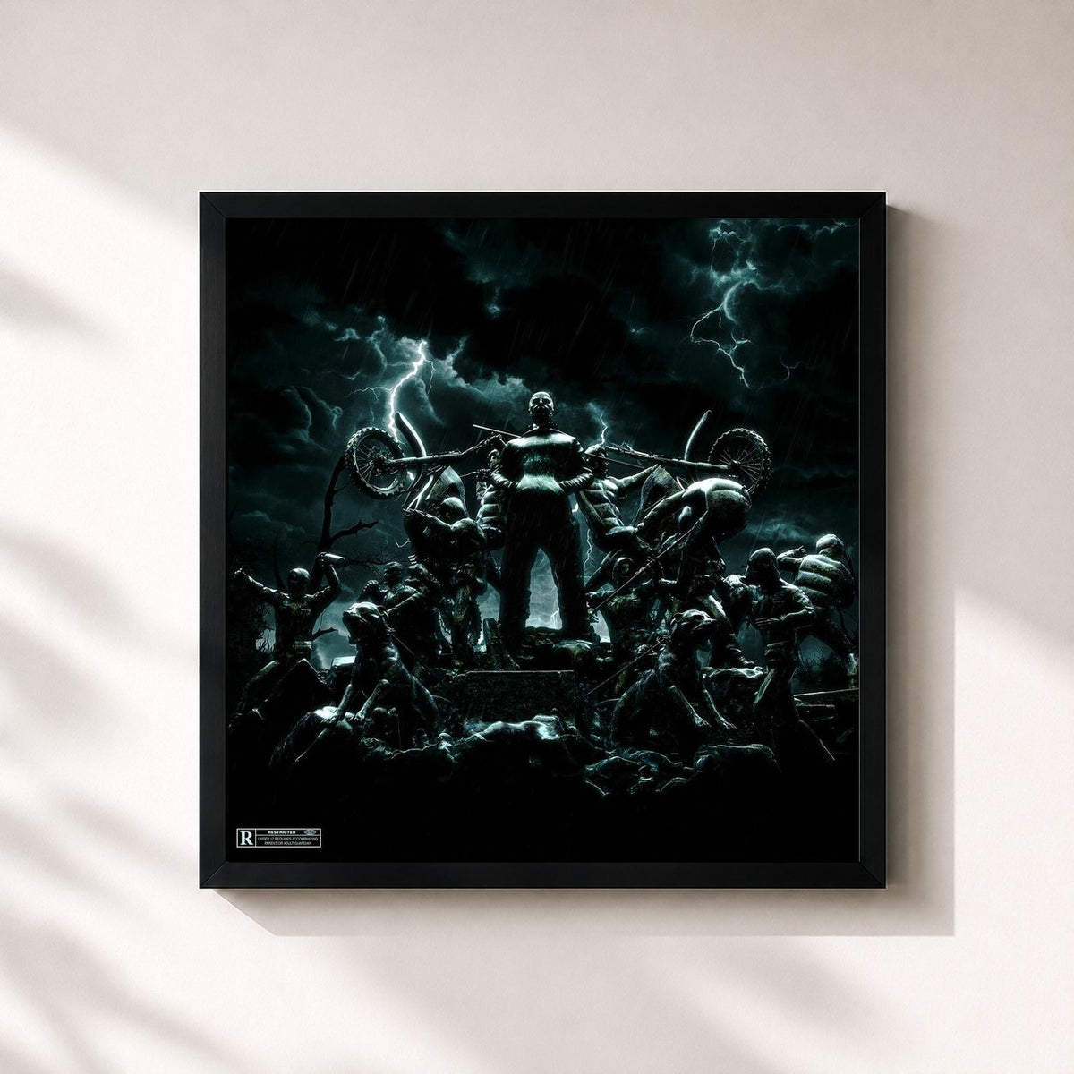 #noir Tableau carré de l'album RIPRO de Lacrim, cadre noir 32x32 cm