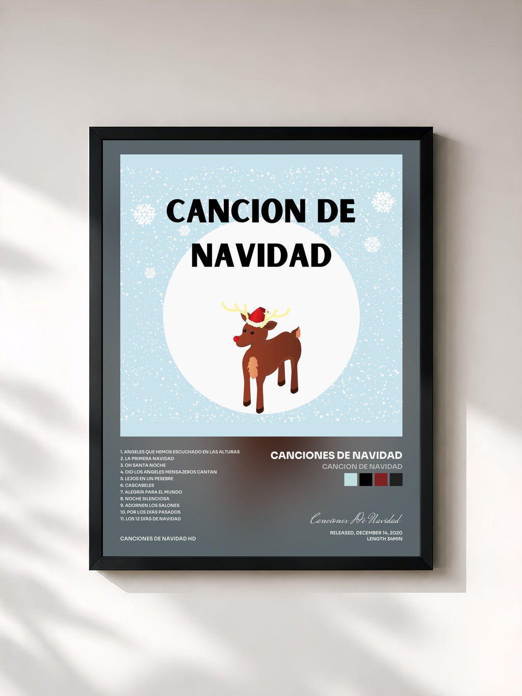#noir Tableau de l'album Cancion De Navidad de Canciones De Navidad, cadre noir, imprimé et encadré en France